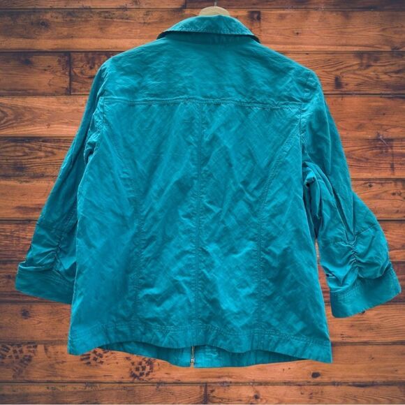 5 for $25🔥Chico's Blue Zip Front Jacket Size 2 (Large) - Picture 2 of 5